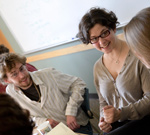 Hampshire students in a discussion