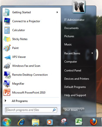 start menu