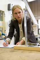 student in science class