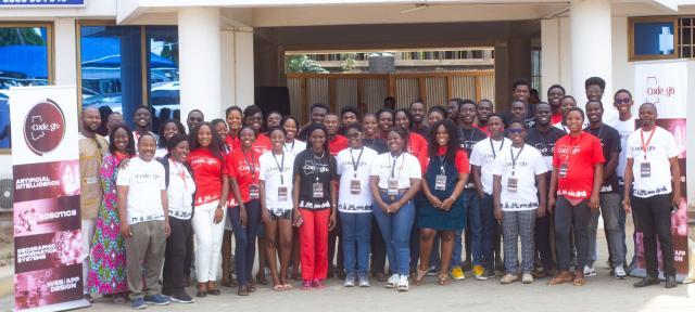 A group photo of participants in "<code_gh>" in Ghana.