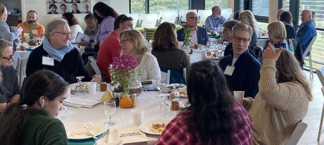 Gathering of families and friends in the Kern Center