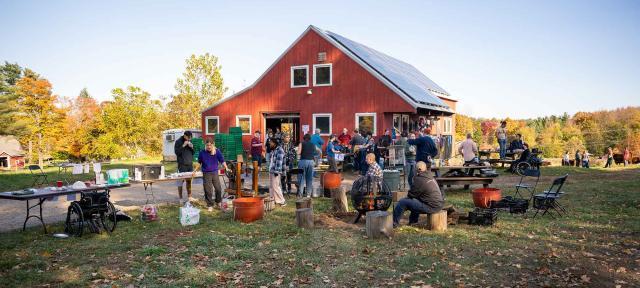 Barn at Hampshire College Farm with people