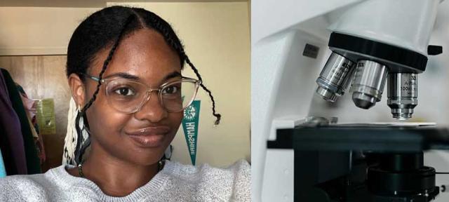Ambar Hart González and microscope