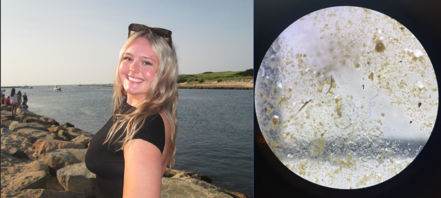 Anneka Johnson and a microscopic sample