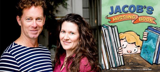 "Ian and Sarah Hoffman" and the cover of their book, Jacob's Missing Book