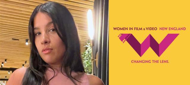 Michelle Falcón Fontánez and Women in Film & Video New England logo