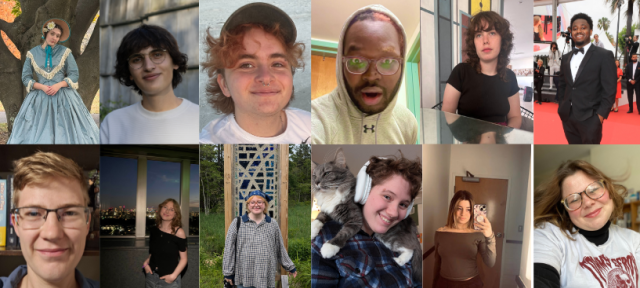 Twelve photos of Hampshire College students.