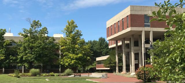 Cole Science Center and Johnson Library against a blue sky