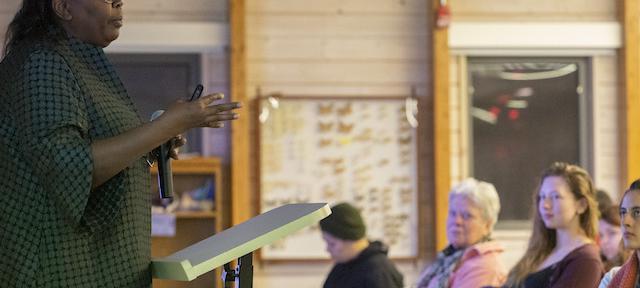 Dorceta Taylor speaking at the Hitchcock Center