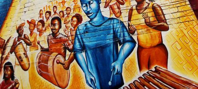 Crop of Afro-Colombian mural