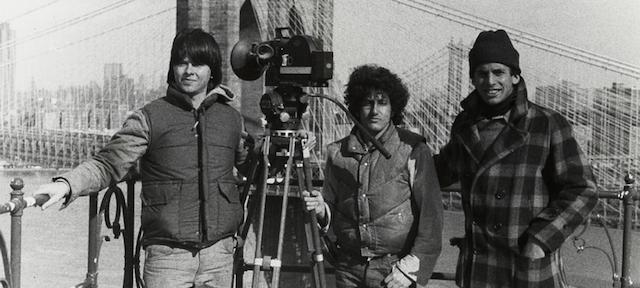 Hampshire alums Ken Burns, Buddy Squires, Roger Sherman filming the documentary Brooklyn Bridge. (Credit Florentine Films)