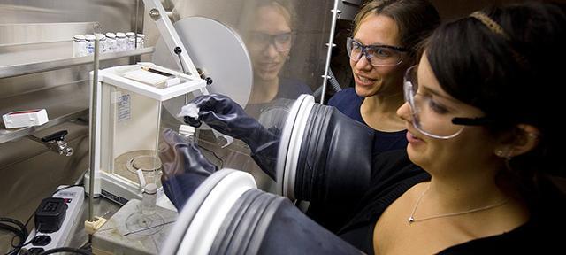 Student and professor doing scientific research at Hampshire College 