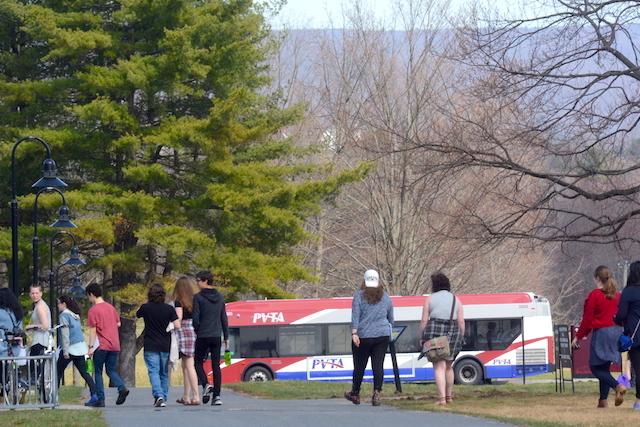 campus exterior students bus