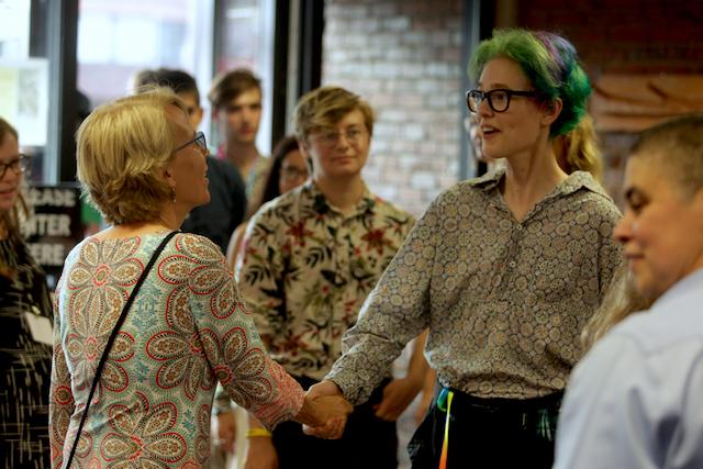 President Nelson greets students at Orientation dinner