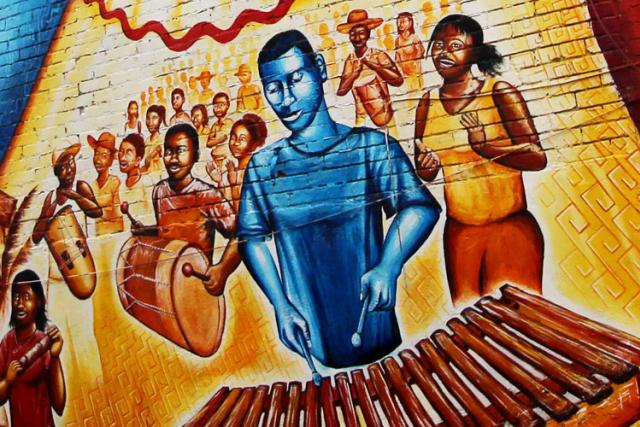 Crop of Afro-Colombian mural