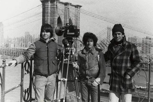 Hampshire alums Ken Burns, Buddy Squires, Roger Sherman filming the documentary Brooklyn Bridge. (Credit Florentine Films)