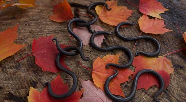 Iron hooks crafted by student Nick Riolo