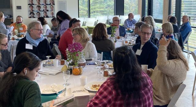 Gathering of families and friends in the Kern Center