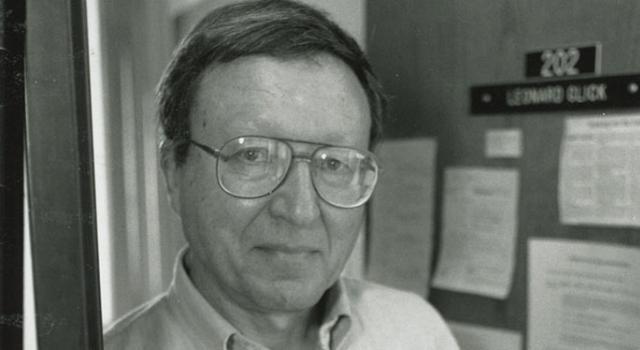 Leonard Glick standing in the doorway of his office