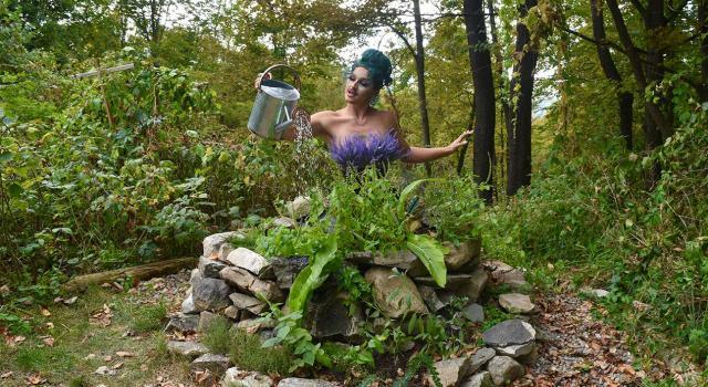 Forrest Fleur watering a garden