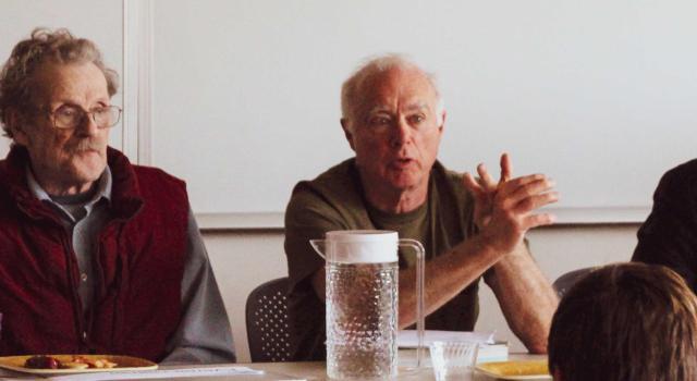 Photo: Left to right — Professors Emeritus of Mathematics David C. Kelly and Ken Hoffman