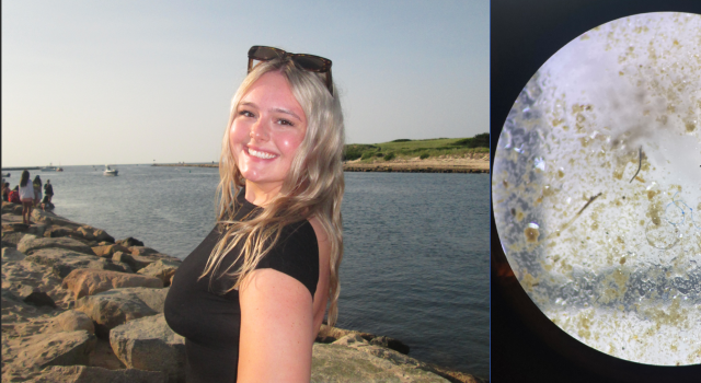 Anneka Johnson and a microscopic sample