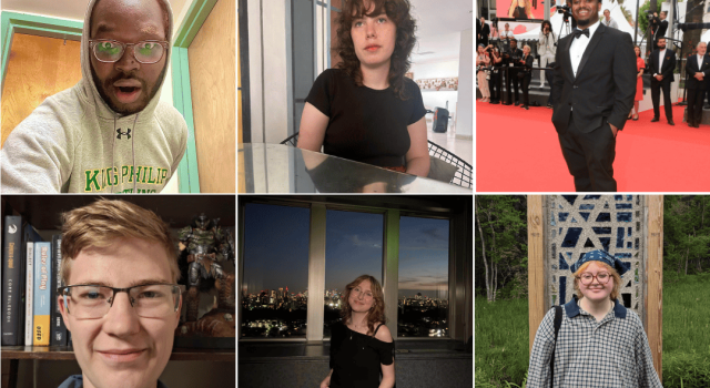 A collage of 12 Hampshire students.