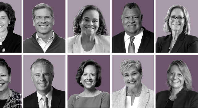 Presidents of Massachusetts colleges in a grid, including Hampshire College President Jennifer Chrisler