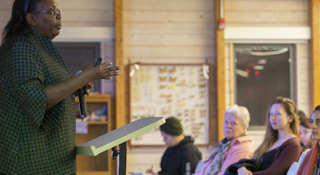 Dorceta Taylor speaking at the Hitchcock Center