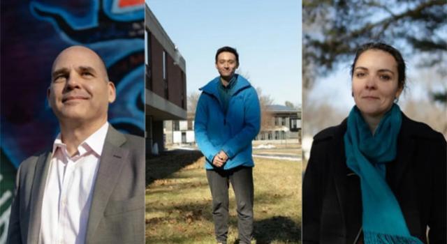 The Hampshire College President, a faculty member, and a student.