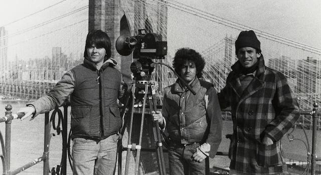 Hampshire alums Ken Burns, Buddy Squires, Roger Sherman filming the documentary Brooklyn Bridge. (Credit Florentine Films)