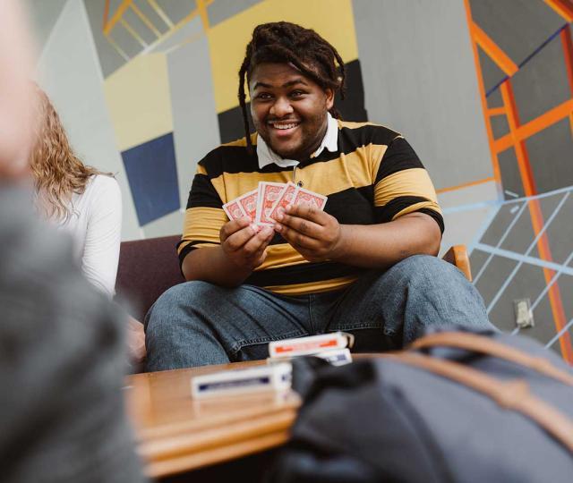 Students playing cards