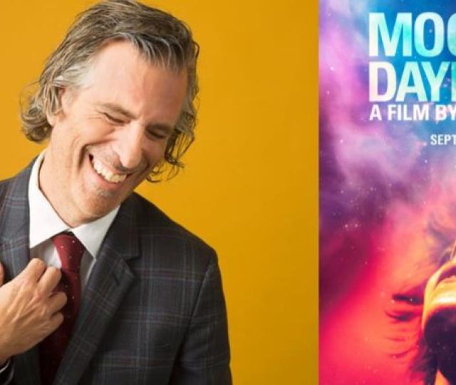 Brett Morgen and "Moonage Daydream" movie poster side by side.