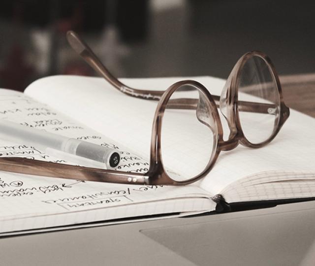 glasses on book
