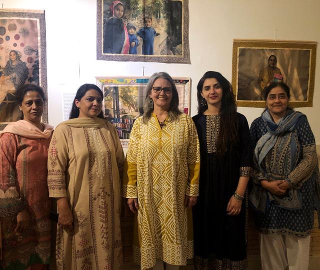 Jennifer Hall Lee and women in her exhibit