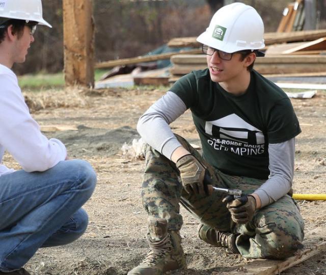Students doing construction