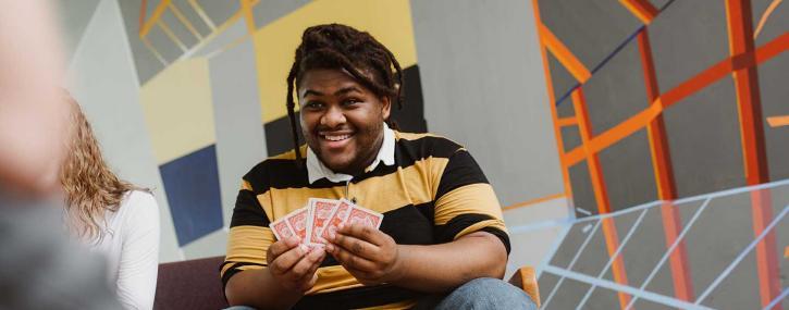 Students playing cards