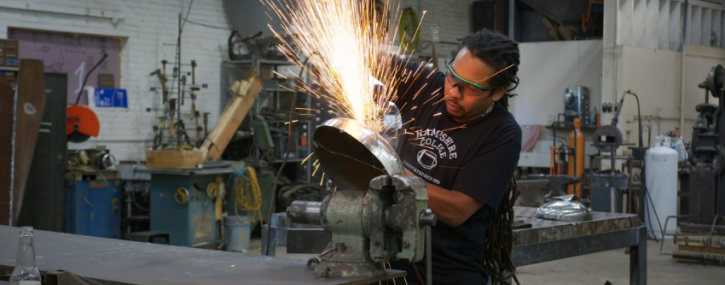 Metal sculptor alum and James Baldwin Scholar Kamil Peters 06F