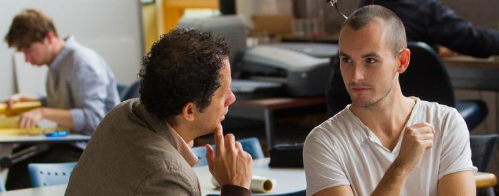 Hampshire College Student and Faculty Interacting