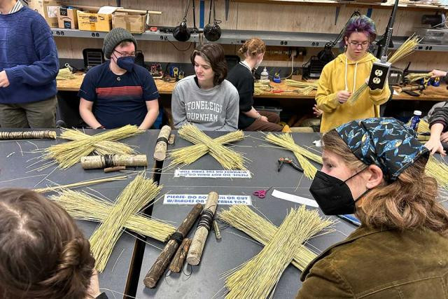 Class making brooms