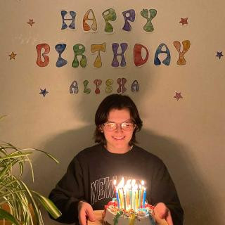 Alysha Ras and a birthday cake