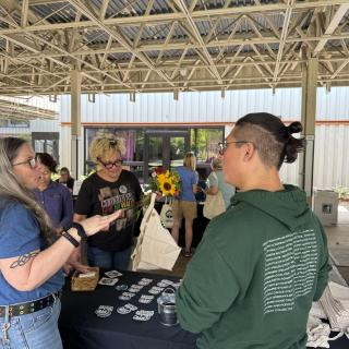 Counselors talk to families