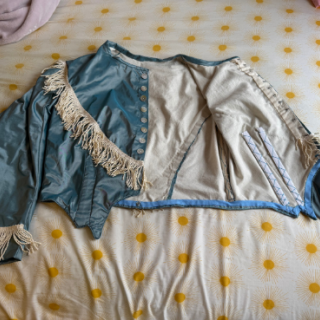 A close up of Lila's day bodice with lining detail.