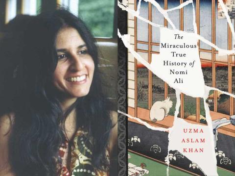 Uzma Aslam Khan and her book cover, The Miraculous True History of Nomi Ali
