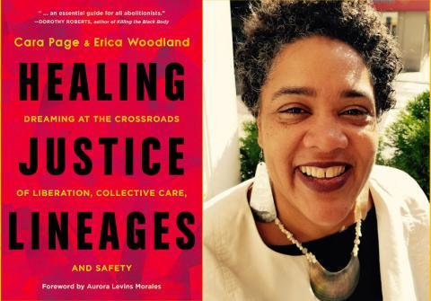 Book Cover "Healing Justice Lineages" and Cara Page