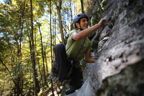 A rock climber from Hampshire's OPRA program