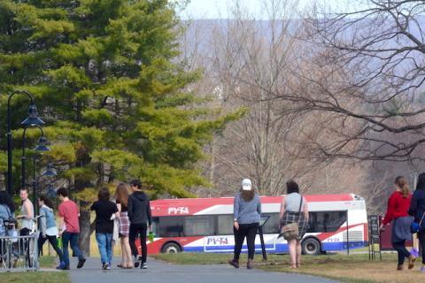 PVTA bus on Accepted Students Day