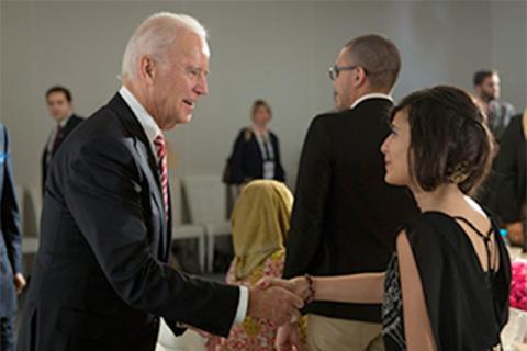 Joe Biden and Hampshire College Student