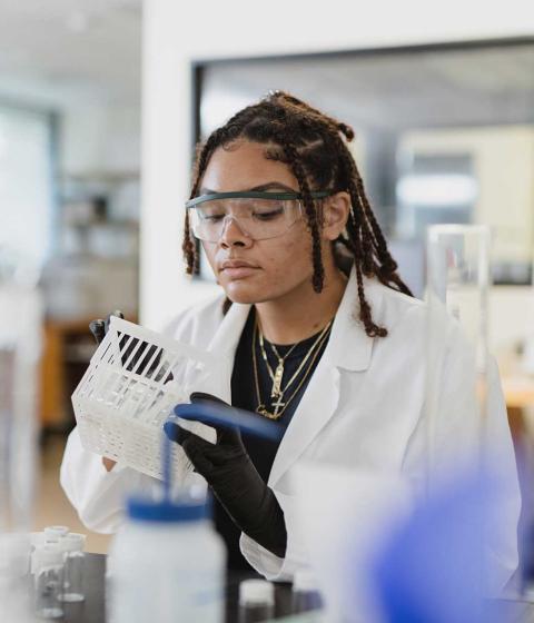 Student working in the lab.