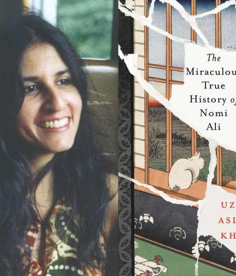 Uzma Aslam Khan and her book cover, The Miraculous True History of Nomi Ali